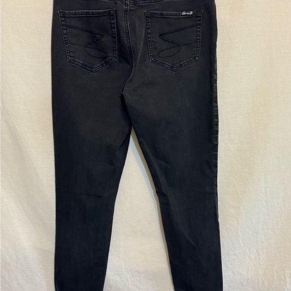 B-249 Seven7 Midnight Black Mid Rise Skinny Cropped Denim‎ Jeans Size 12 - Picture 6 of 16